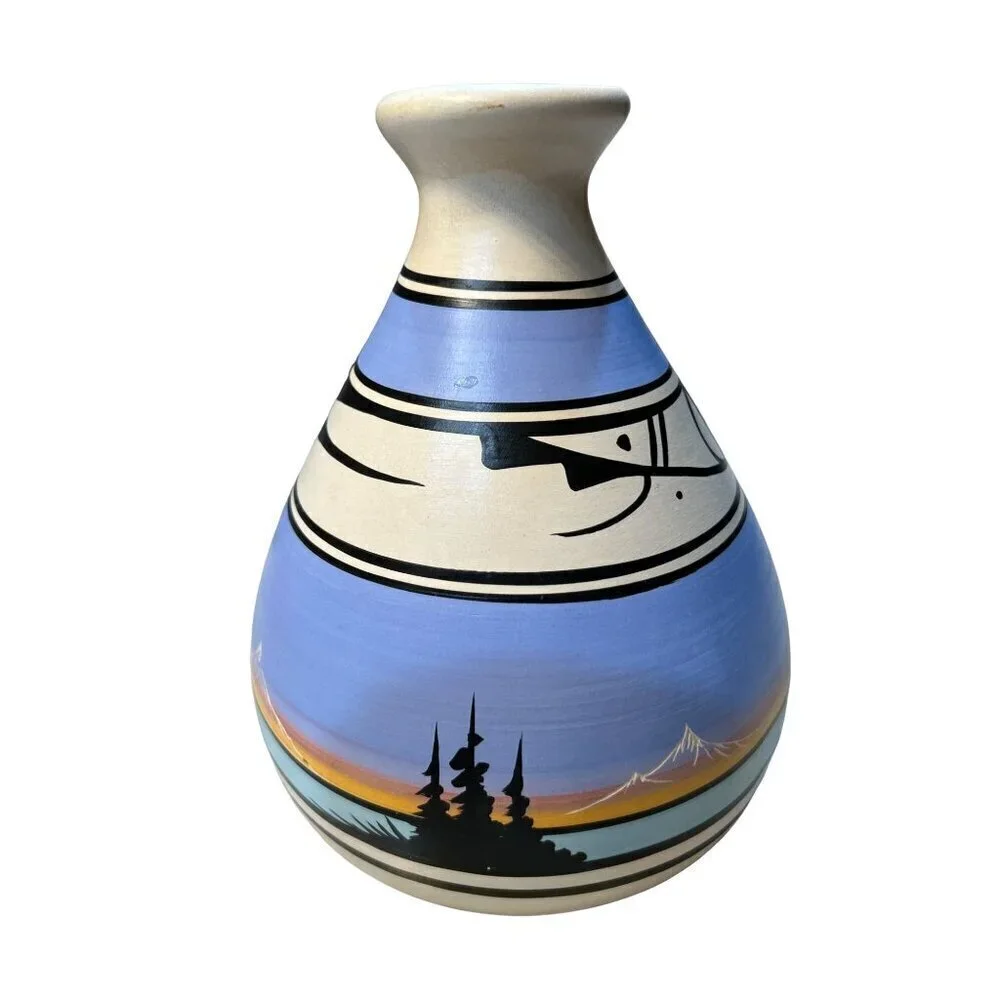 Vintage Signed Native American Pottery Vase Hand-painted